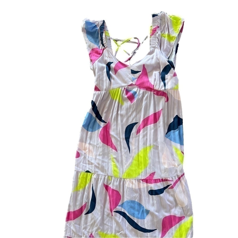 Ingrid & Isabel Maternity Purple Geometric Neon Ankle Length Dress Size Small